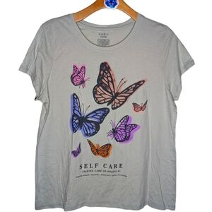 Woman's Self Care Butterfly Crewneck T-shirt